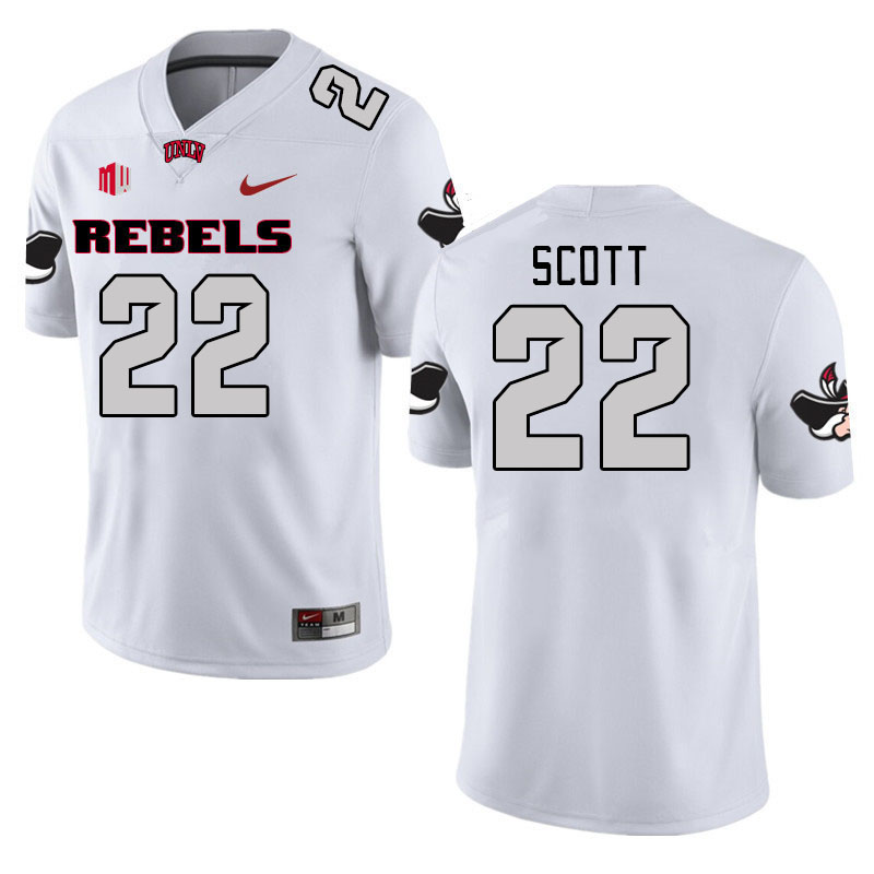 Men #22 Brennon Scott UNLV Rebels 2023 College Football Jerseys Stitched-White - Click Image to Close